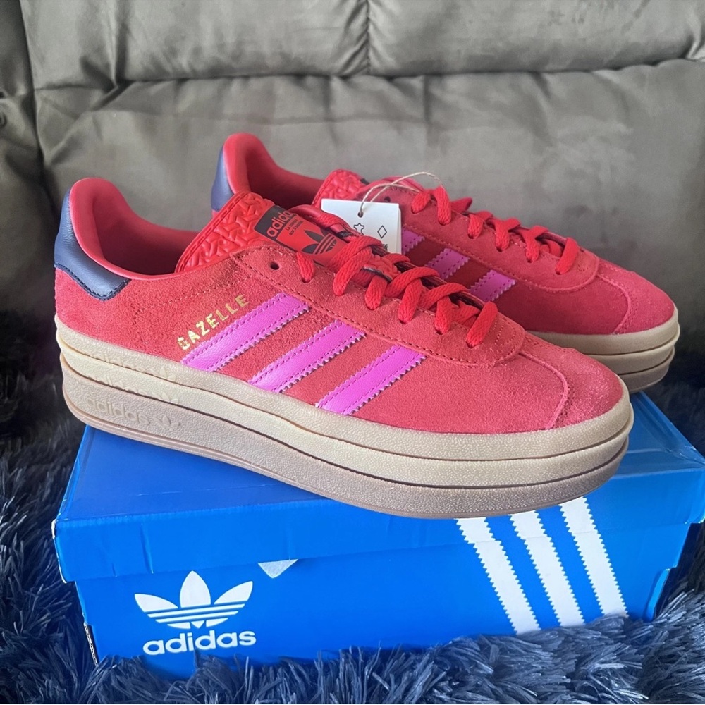 Pink platform adidas samaba tennis shoe